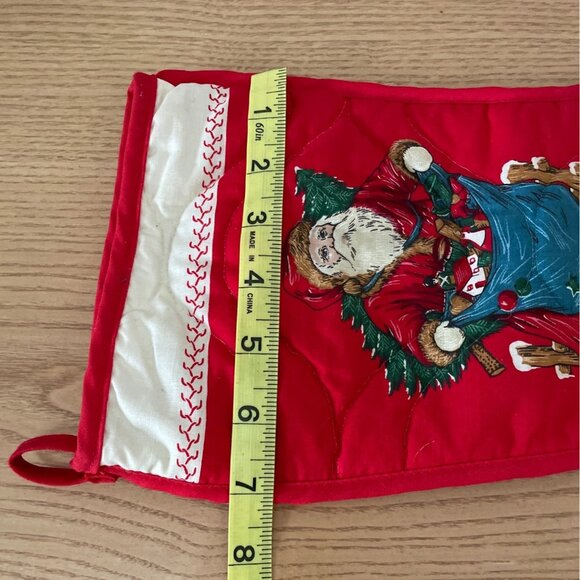 Vintage Quilted Christmas Stocking Santa w Sack of toys Handmade Holiday 13 Inch - Picture 5 of 6